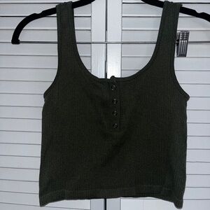 Aeropostale Green Ribbed Cropped Tank Top